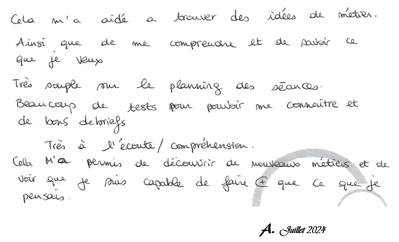 Parfait à l'écoute.  C. Juillet 2024